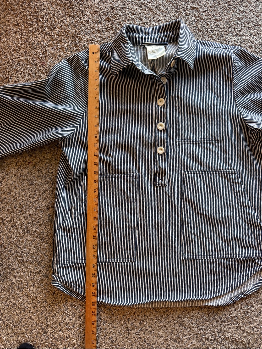 Ship Supply Hickory Stripe Curtis Cotton Top Womens Large Coastal Minimalist - Picture 9 of 10